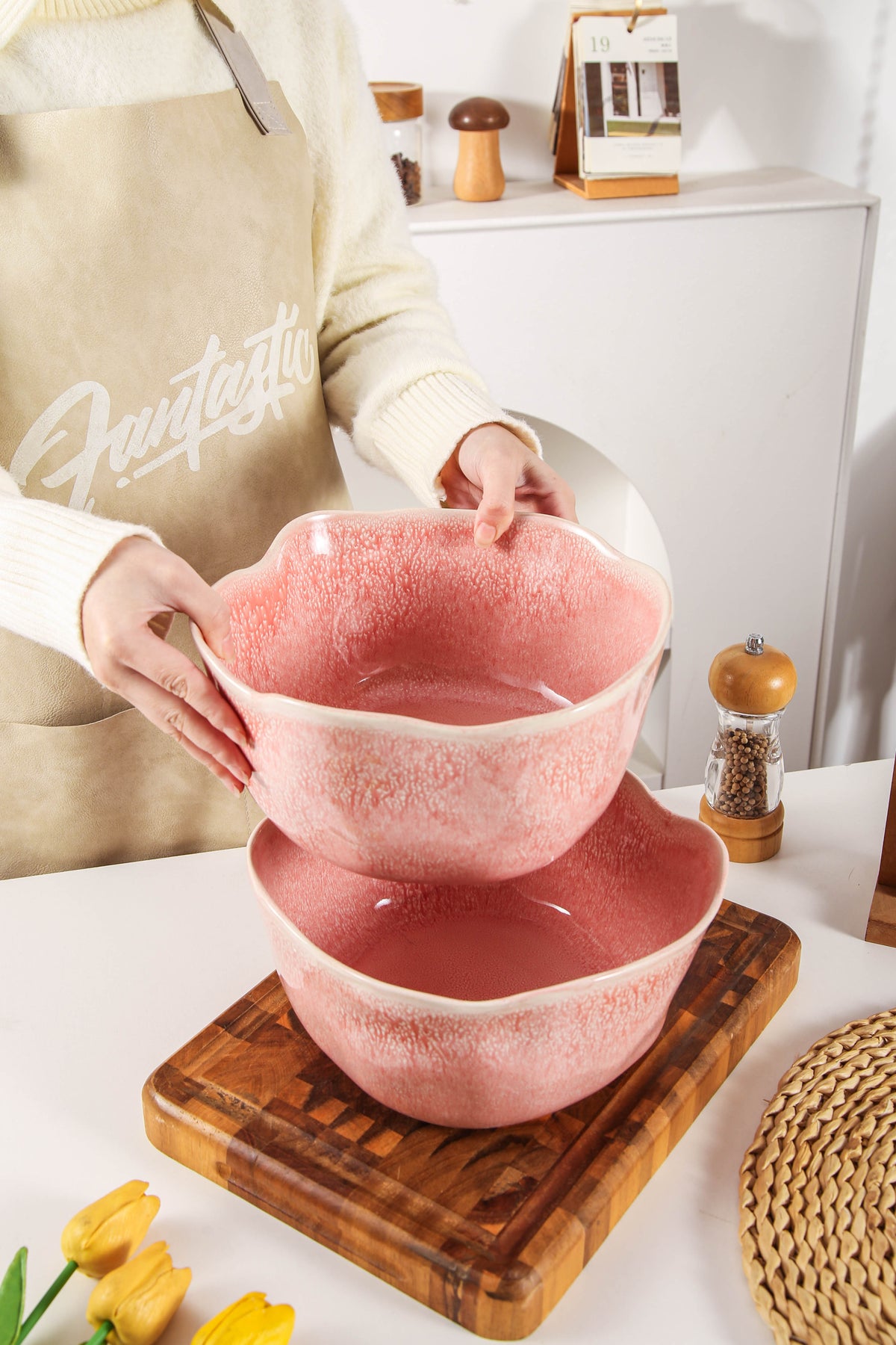 Rose Pink Organic Deep Bowl Set