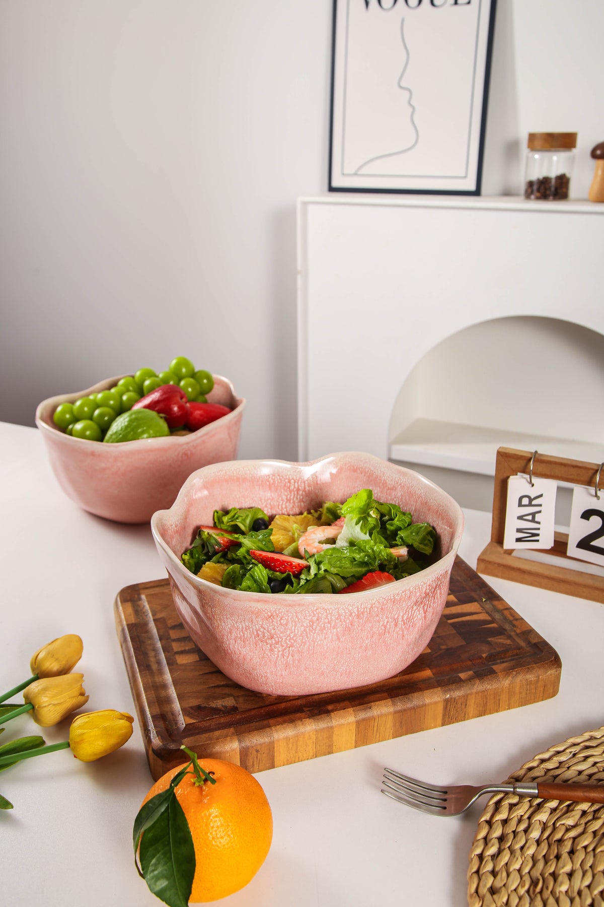 Rose Pink Organic Deep Bowl Set