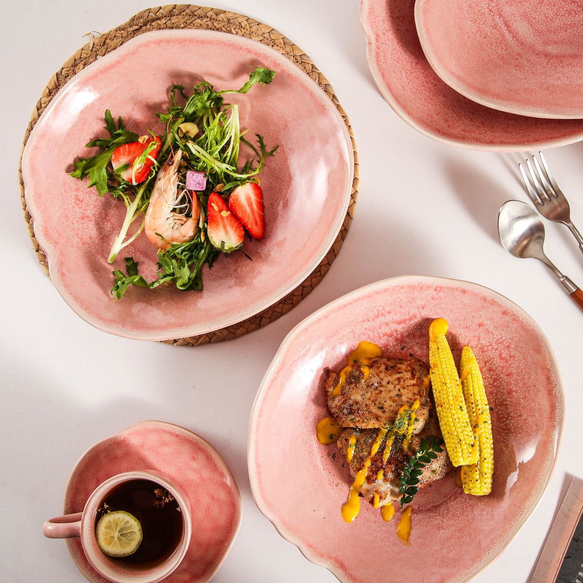 Rose Pink Organic Deep Plate Set
