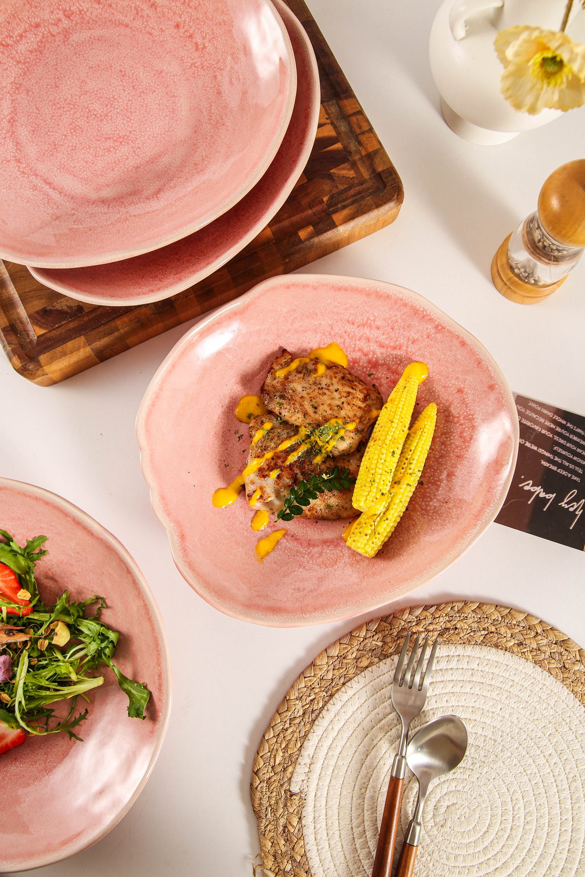 Rose Pink Organic Deep Plate Set
