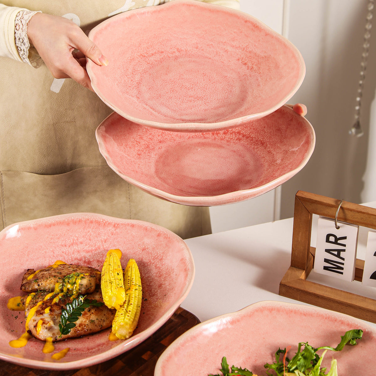 Rose Pink Organic Deep Plate Set
