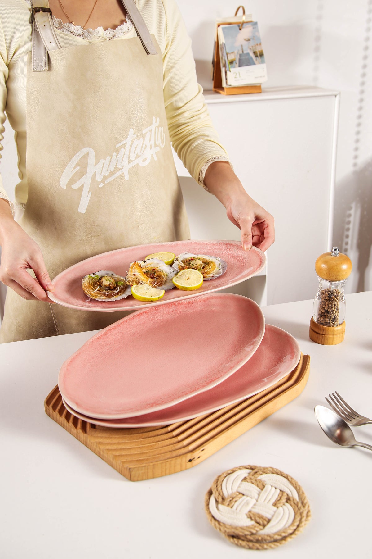 Rose Pink Organic Serving Platter Set