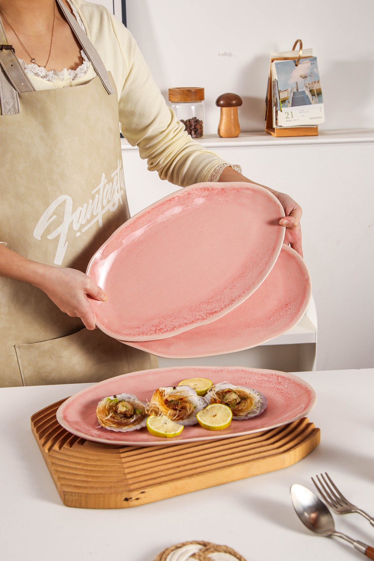 Rose Pink Organic Serving Platter Set