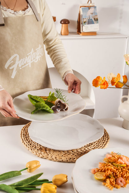 Pearl White Organic Grand Dinner Plate Set