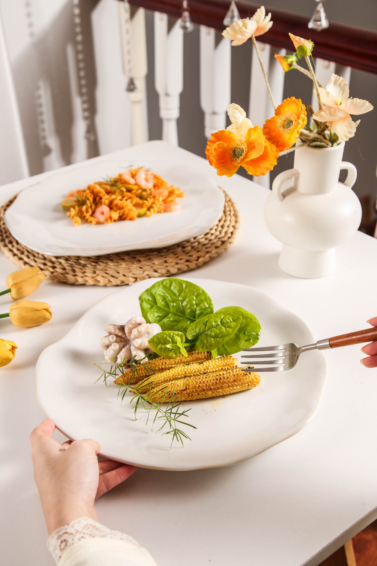 Pearl White Organic Grand Dinner Plate Set