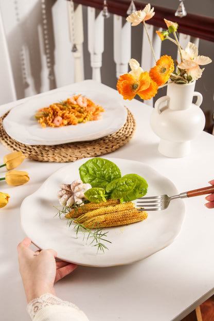 Pearl White Organic Grand Dinner Plate Set