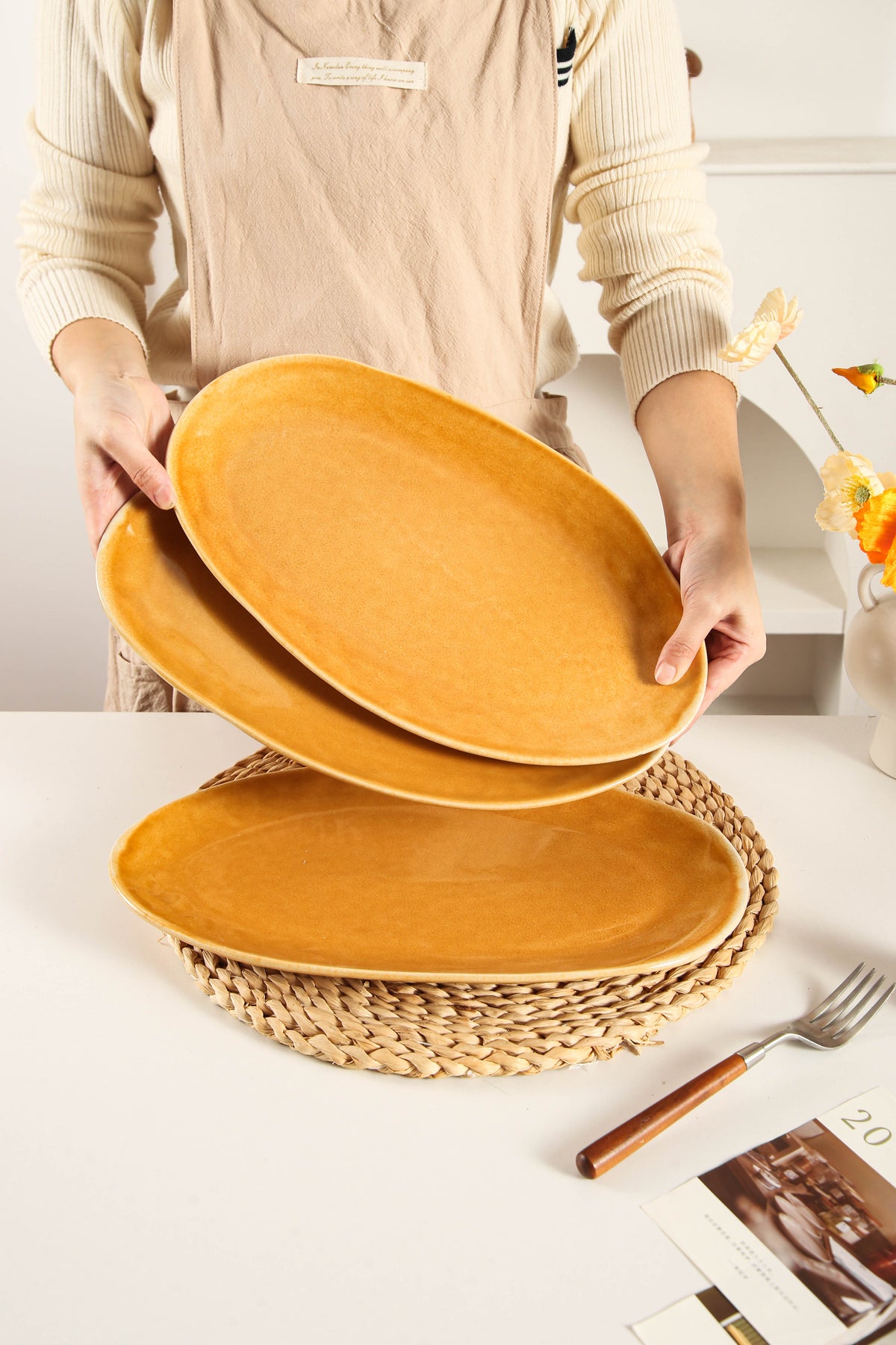 Golden Amber Organic Serving Platter Set