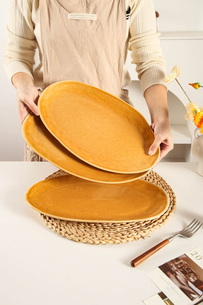 Golden Amber Organic Serving Platter Set