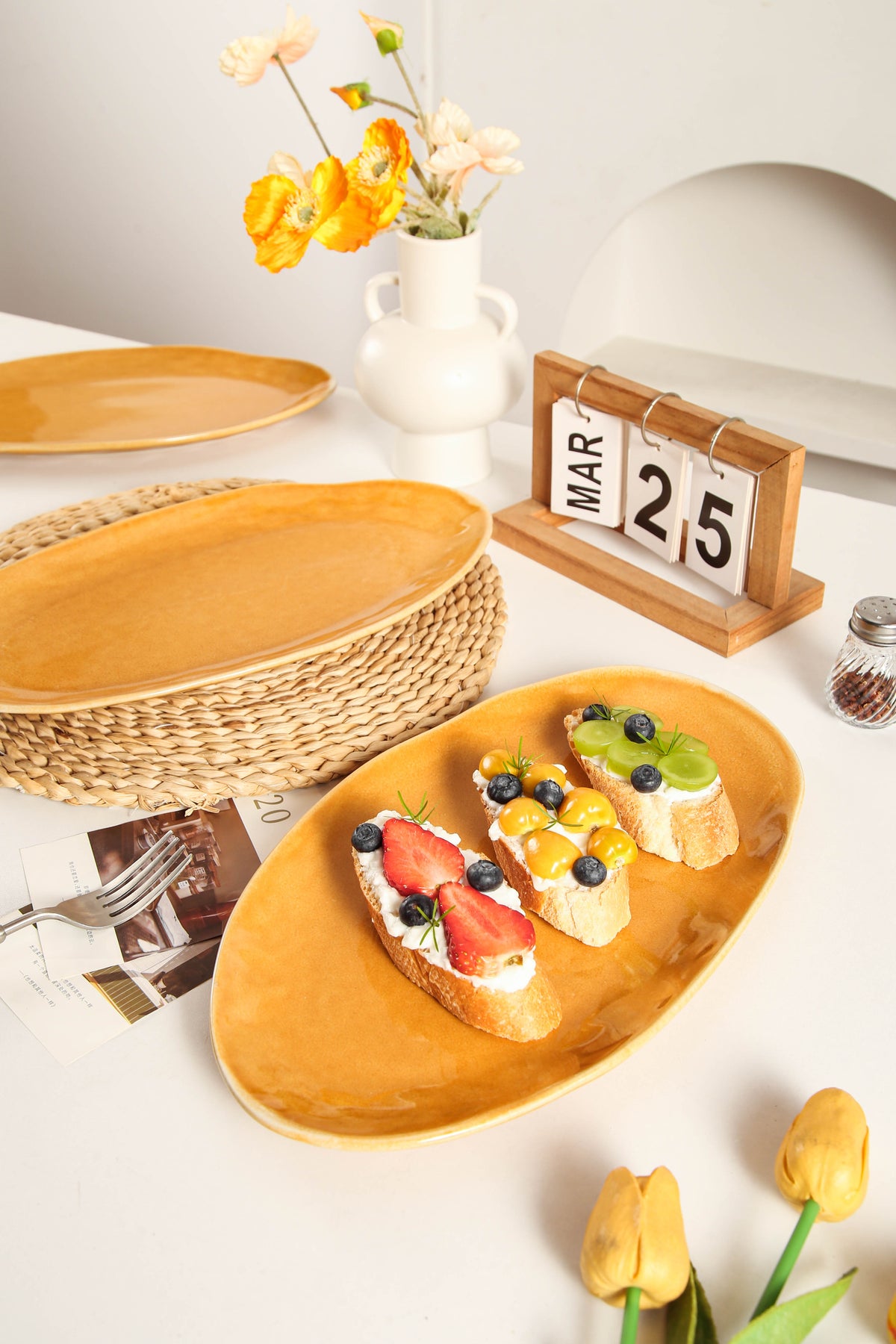 Golden Amber Organic Serving Platter Set