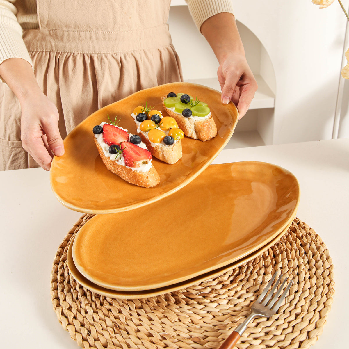 Golden Amber Organic Serving Platter Set