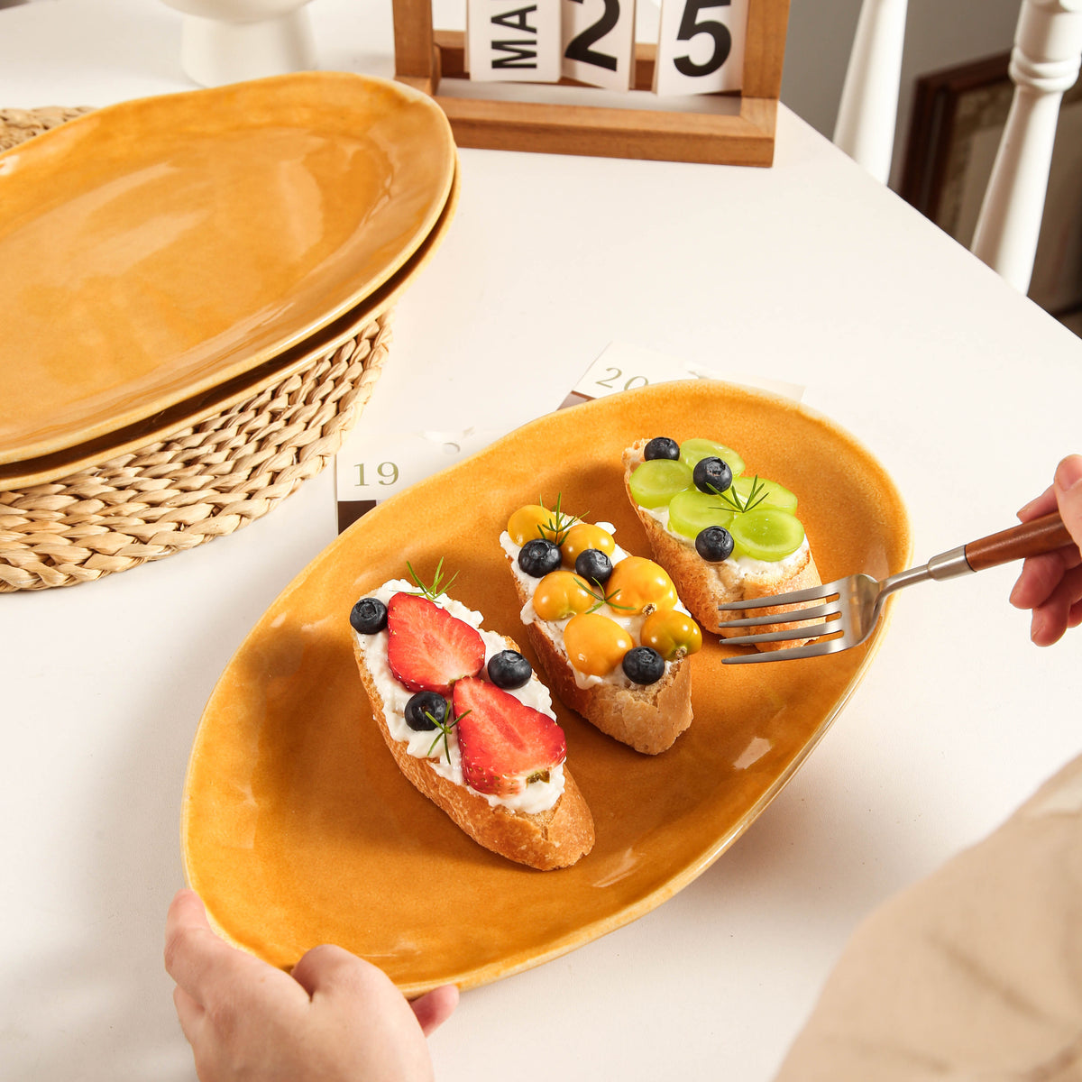 Golden Amber Organic Serving Platter Set