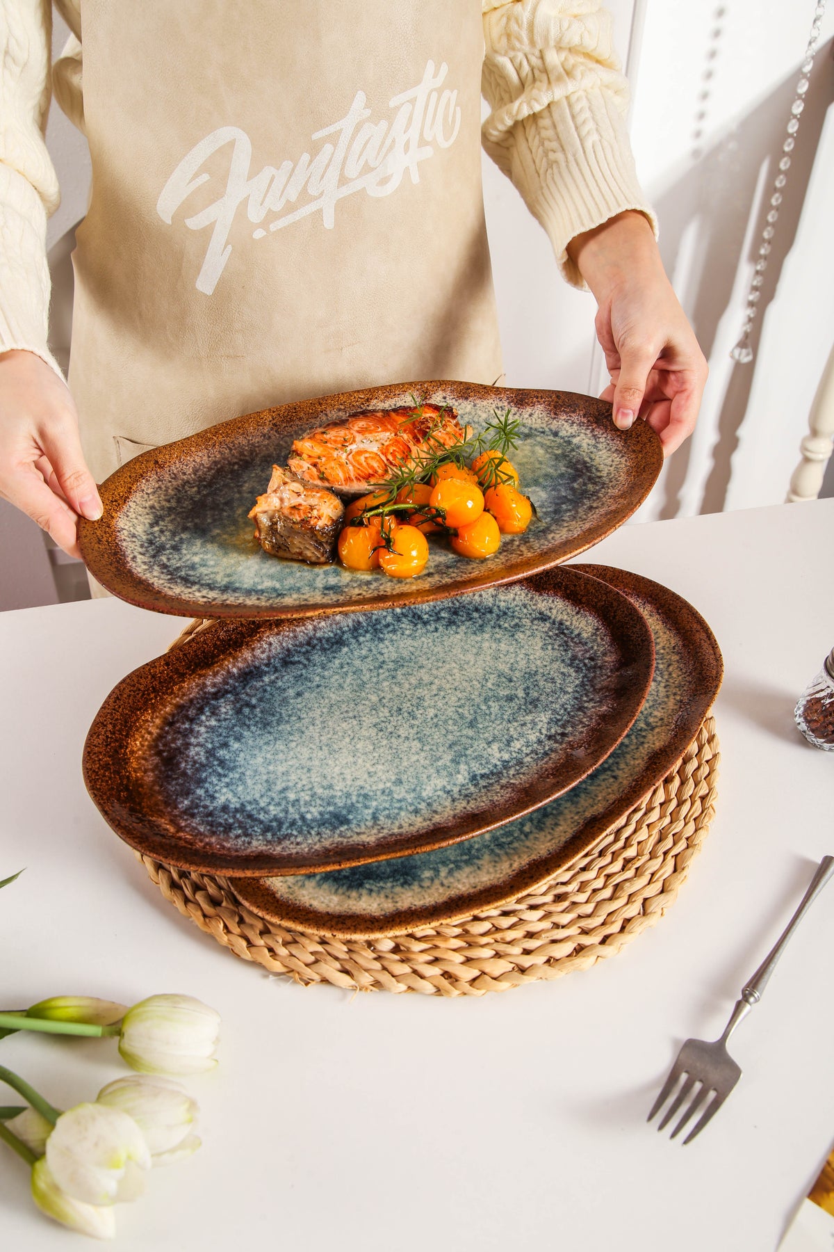 Espresso Stone Organic Serving Platter Set