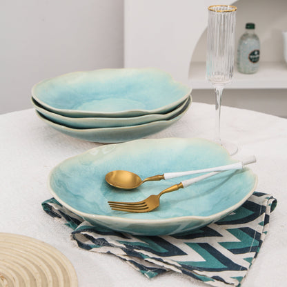 Aqua Blue Organic Deep Plate Set