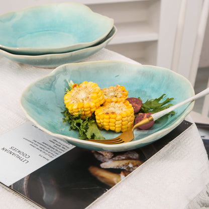 Aqua Blue Organic Deep Plate Set
