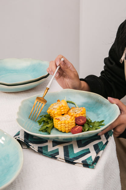 Aqua Blue Organic Deep Plate Set
