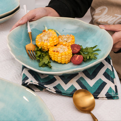 Aqua Blue Organic Deep Plate Set