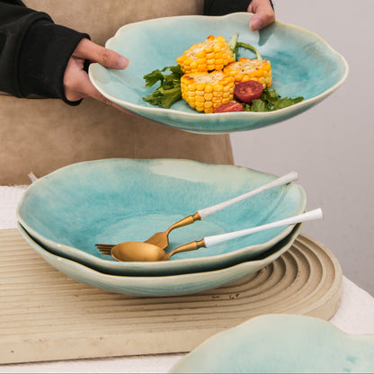 Aqua Blue Organic Deep Plate Set