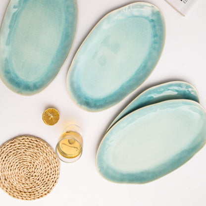 Aqua Blue Organic Serving Platter Set