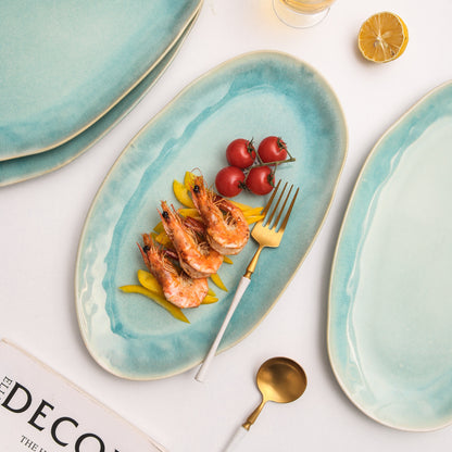 Aqua Blue Organic Serving Platter Set