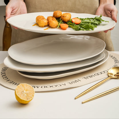 Pearl White Organic Serving Platter Set