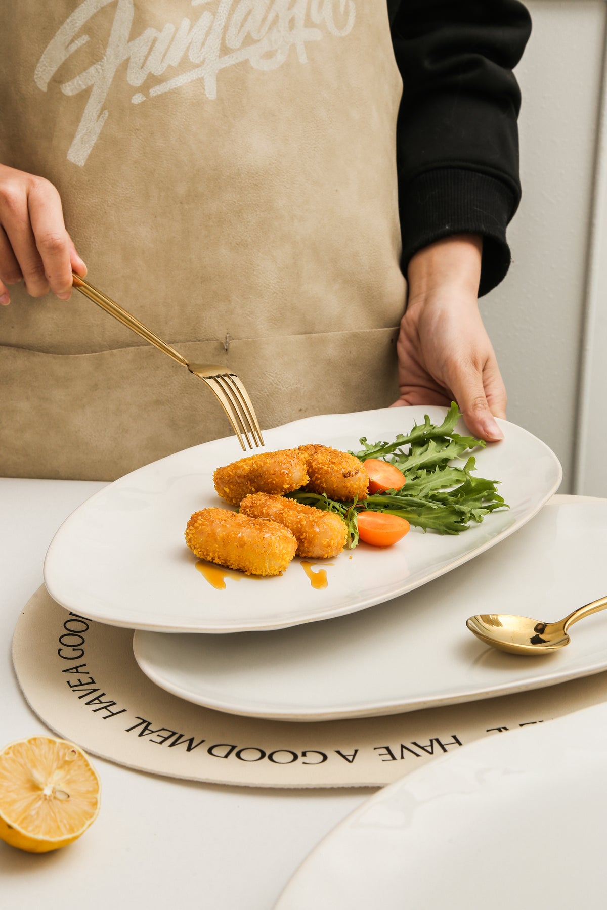 Pearl White Organic Serving Platter Set