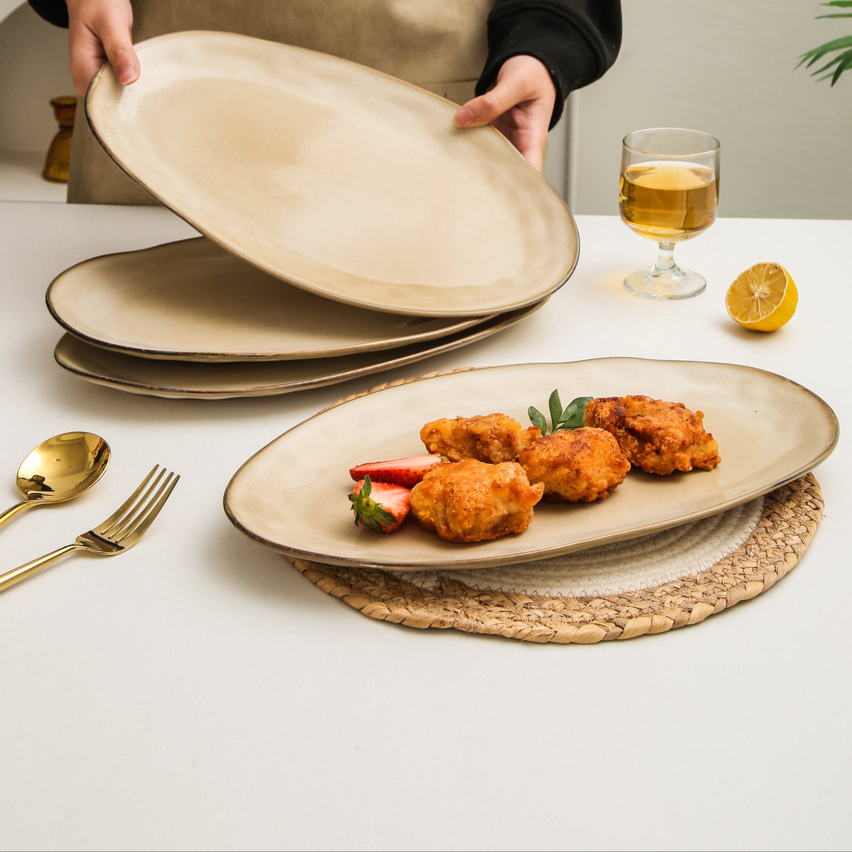 Crema Organic Serving Platter Set
