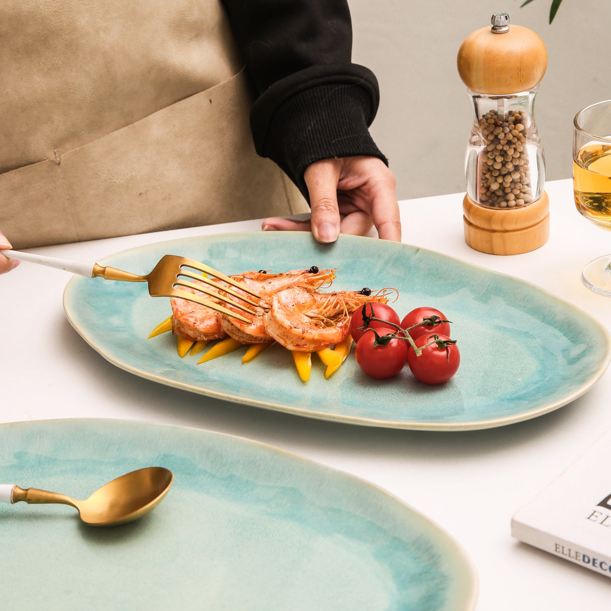 Aqua Blue Organic Serving Platter Set