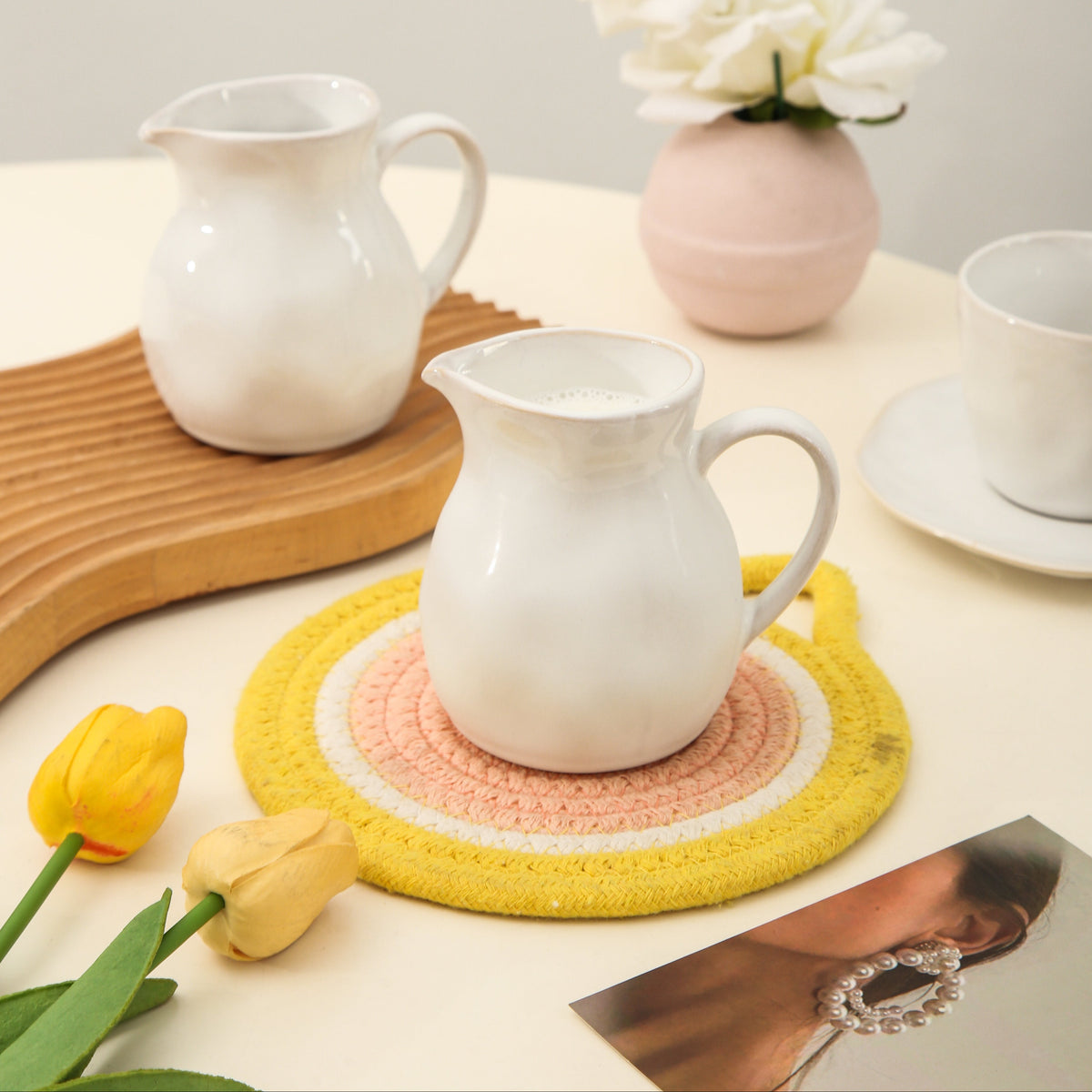 Pearl White Organic Creamer Pitcher Set