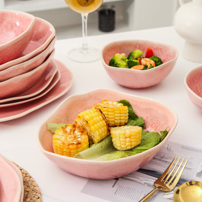 Rose Pink 16-Piece Organic Dinnerware Set