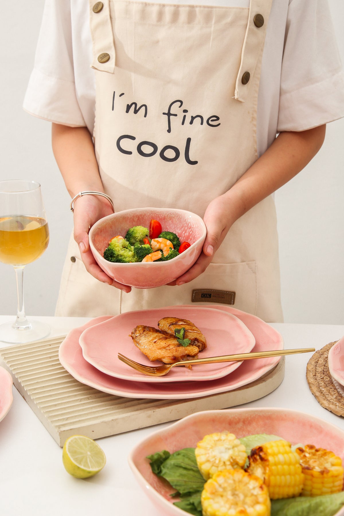 Rose Pink 16-Piece Organic Dinnerware Set