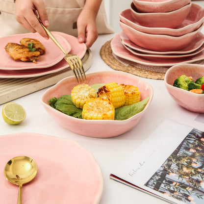Rose Pink 16-Piece Organic Dinnerware Set