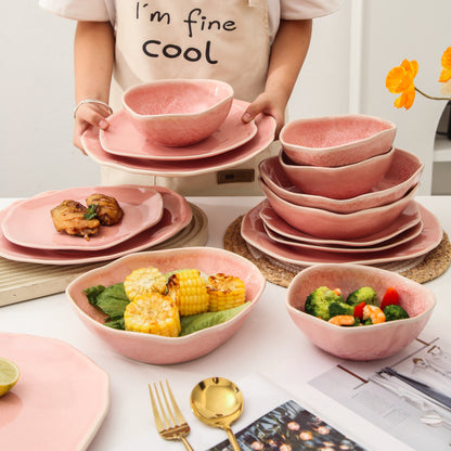 Rose Pink 16-Piece Organic Dinnerware Set