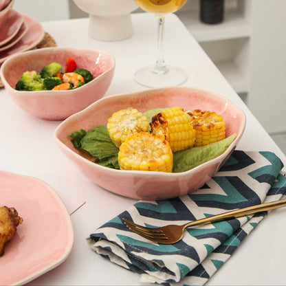 Rose Pink 16-Piece Organic Dinnerware Set