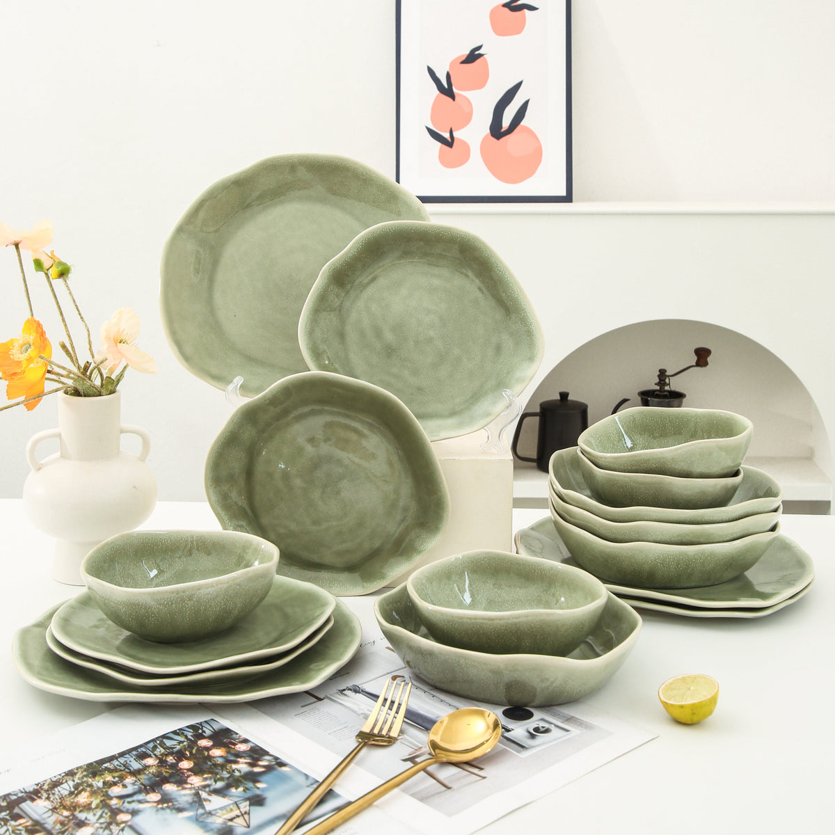 Royal Olive 16-Piece Organic Dinnerware Set
