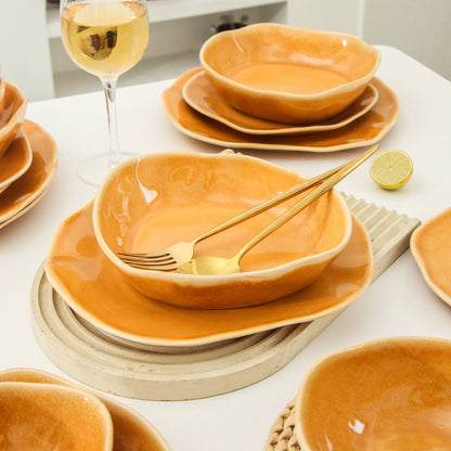 Golden Amber 16-Piece Organic Dinnerware Set