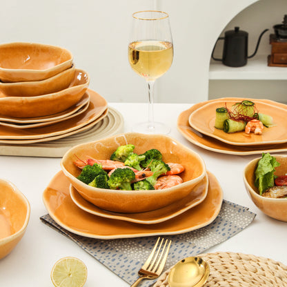 Golden Amber 16-Piece Organic Dinnerware Set