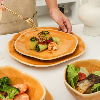 Golden Amber 16-Piece Organic Dinnerware Set