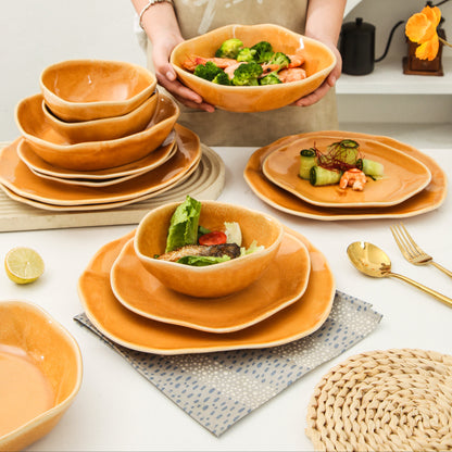 Golden Amber 16-Piece Organic Dinnerware Set