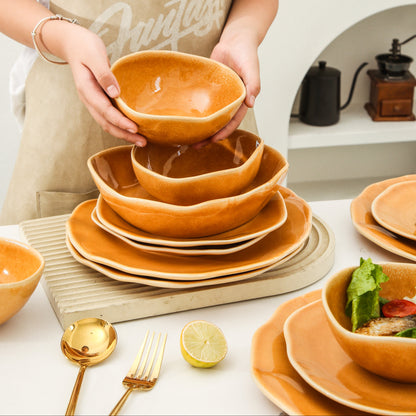 Golden Amber 16-Piece Organic Dinnerware Set