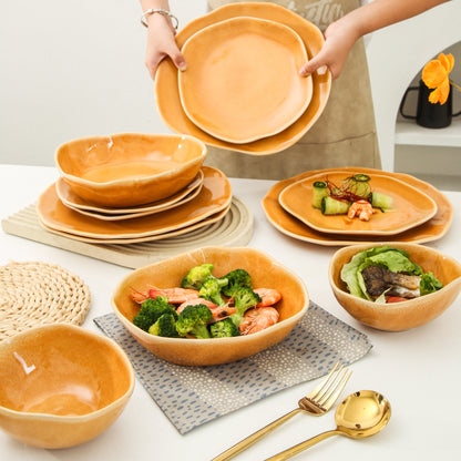Golden Amber 16-Piece Organic Dinnerware Set