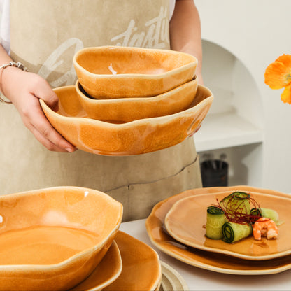 Golden Amber 16-Piece Organic Dinnerware Set