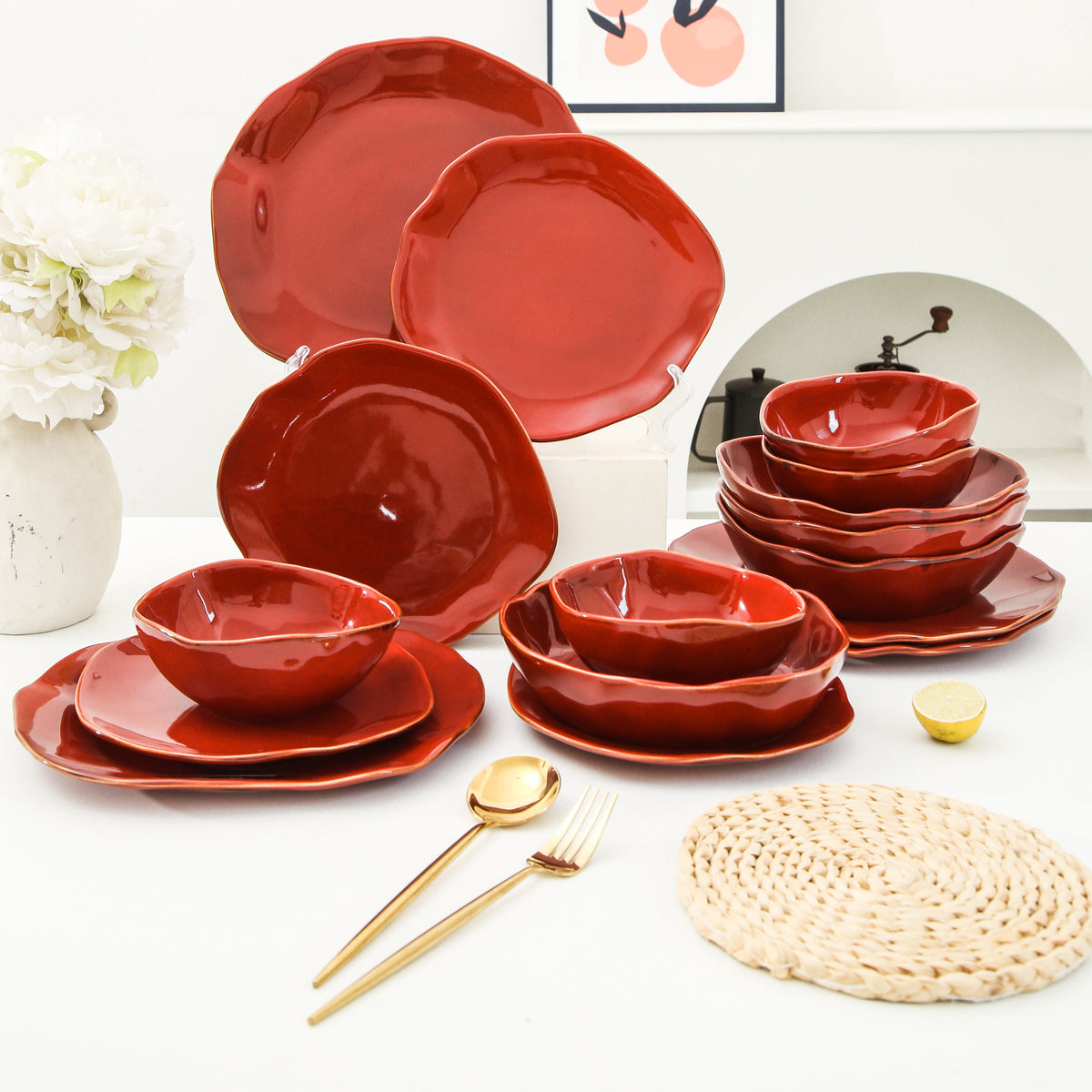 Garnet Rouge 16-Piece Organic Dinnerware Set