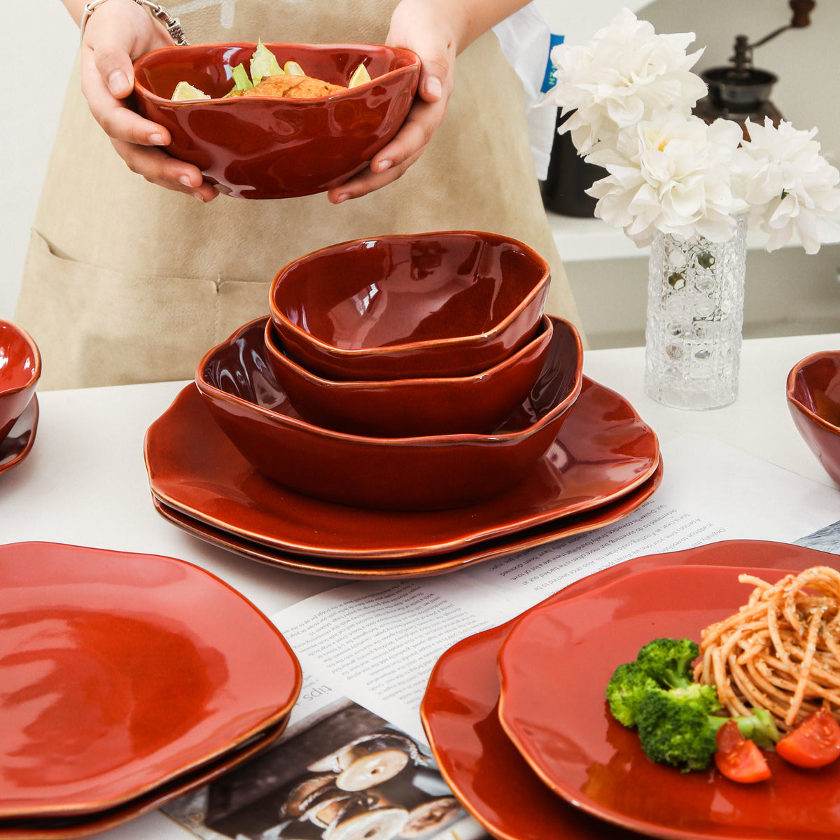 Garnet Rouge 16-Piece Organic Dinnerware Set