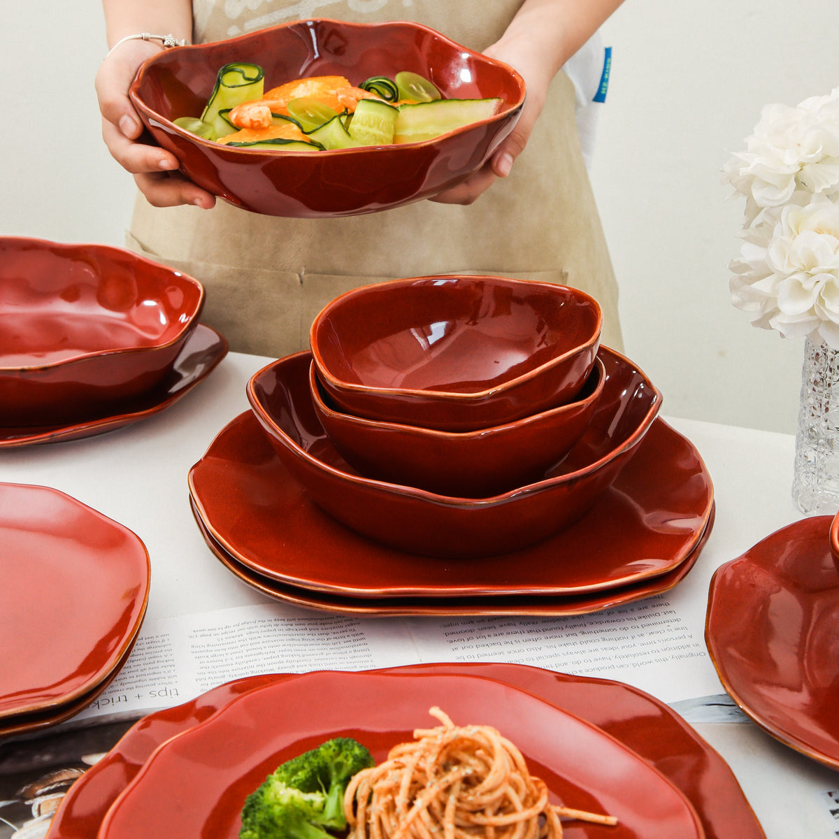 Garnet Rouge 16-Piece Organic Dinnerware Set