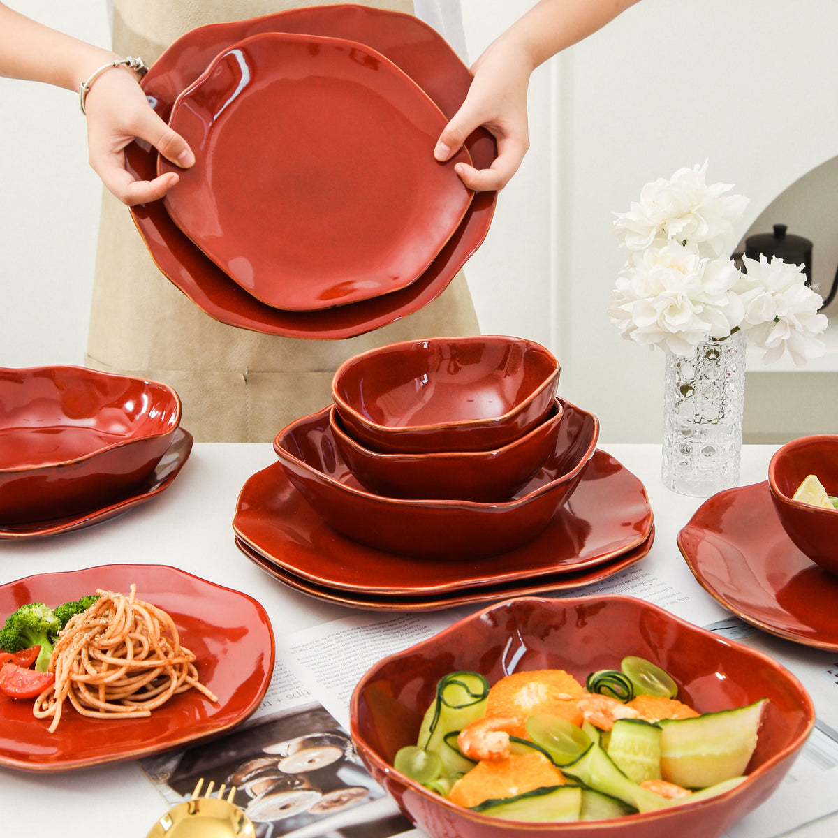 Garnet Rouge 16-Piece Organic Dinnerware Set