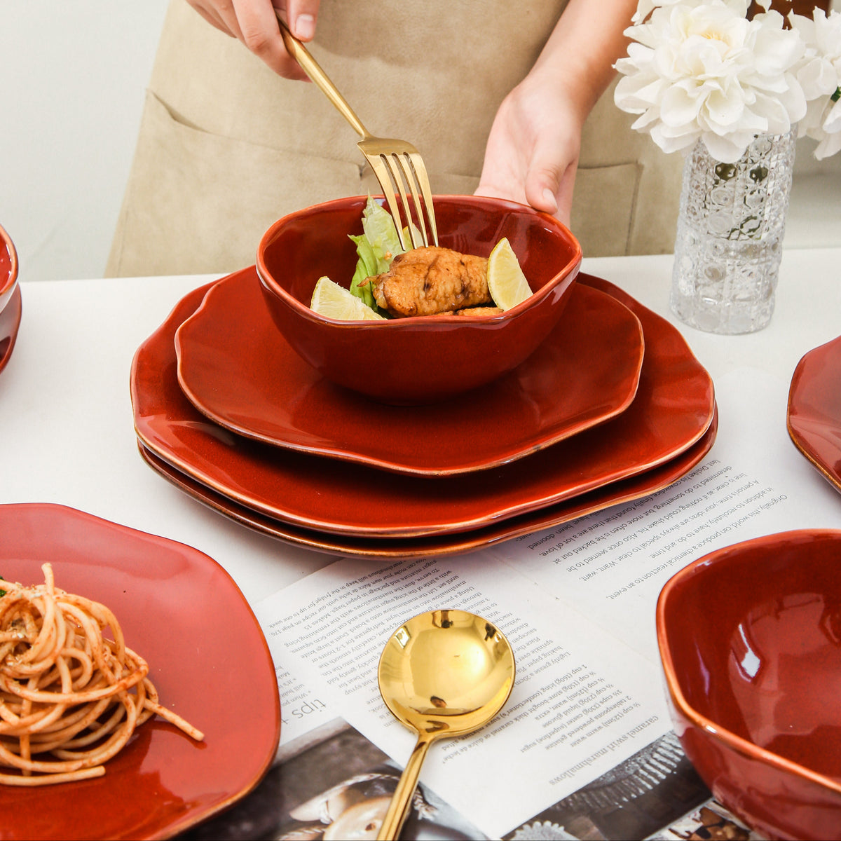 Garnet Rouge 16-Piece Organic Dinnerware Set