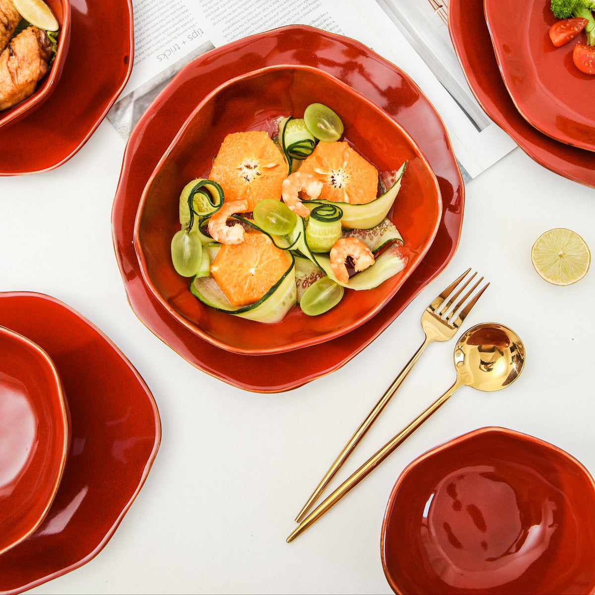 Garnet Rouge 16-Piece Organic Dinnerware Set