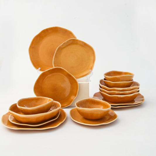 Golden Amber 16-Piece Organic Dinnerware Set