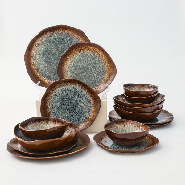 Espresso Stone 16-Piece Organic Dinnerware Set