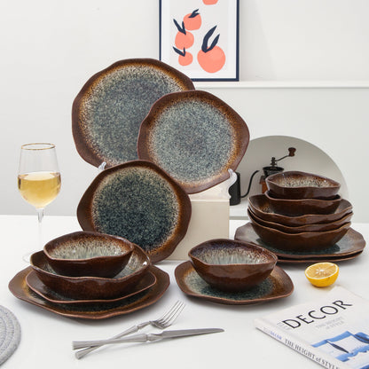 Espresso Stone 16-Piece Organic Dinnerware Set